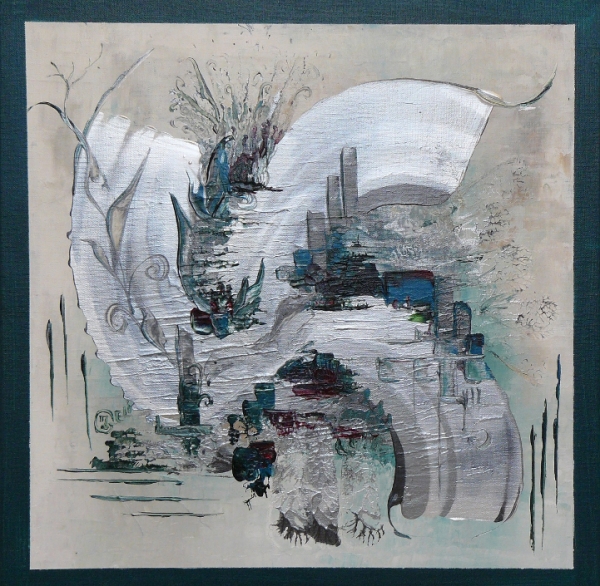 “Ambiance Végétale” acrylic au couteau sur toile (50x50cm) Isabelle GELI, peintre