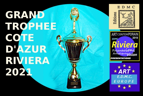 Palmarès des Grands Trophées Côte-d'Azur Riviera au Salon Miró de l'Hôtel de Paris (5 étoiles) à Saint-Tropez. Alain Delic, peintre contemporain abstrait, Grand Trophée Côte-d'Azur Riviera 2021 International
