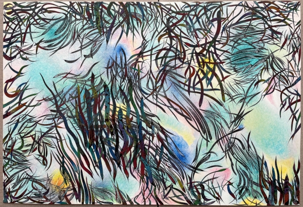 “YI-History” 3  (58cmx78cm) watercolor on paper,Japanese ink. Oeuvre du peintre abstrait YILIUYI  