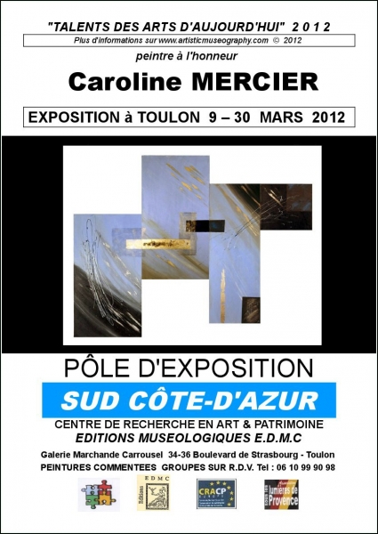  LA PEINTRE ABSTRAITE CAROLINE MERCIER,  ELLE ASSEMBLE DES TABLEAUX  POUR NE FORMER QU'UNE SEULE OEUVRE. ELLE EXPOSE DANS LE SUD 