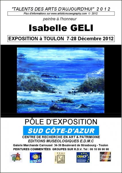 LES MARINES D'ISABELLE GELI SONT EXPOSÉES A TOULON. ELLE ONT OBTENU LA MEDAILLE 