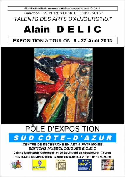 ALAIN DELIC PEINTRE SES RECHERCHES ABSTRAITES DE HAUT NIVEAU NOUS ENTRAINENT AUX CONFINS DE LA COMPOSITION ESTHETIQUE. DANS UN ESPACE OU SIGNE ET SENS SONT OSMOSE