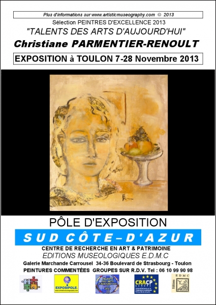    Christiane PARMENTIER-RENOULT peintre. Une émotion autour de ses portraits, pluriels et multiformes; Des oeuvres qui rayonnent de talent pour nous dire les reflets de l'âme.      