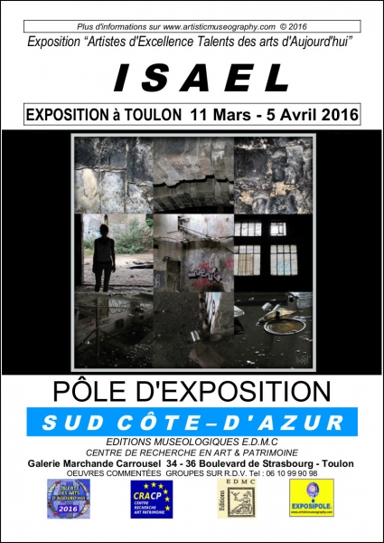 ISAEL, peintre et artiste numérique, son talent va au-delà du présent et du réel.  Par l'art, l'image, elle investigue, questionne, la mémoire cachée des objets, des lieux. Ses atmosphères révèlent des émotions secrètes enfouies hors du temps.