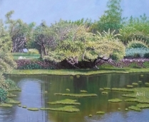 “Reflets” (50x65x3cm), Peinture, Huile sur toile, oeuvre de 