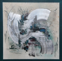 “Ambiance Végétale” acrylic au couteau sur toile (50x50cm) Isabelle GELI, peintre