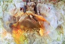 “Grottes des Sables ii ”  Encre sur papier (75x50cm) de Betty DE RUS, peintre abstraite,