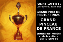 A l’issue des sélections nationales et internationales, les aquarelles de Fanny LAFFITTE ont convaincu le Comité du Jury qui lui a attribué le Grand Prix de Peinture 2025 Lauréate du Palmarès elle devient Grand Pinceau de France.   