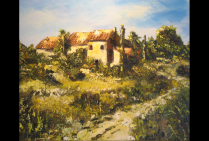 ''Promenade'', huile sur toile en lin 61x50cm. Pour Michel SKUPIEN, la nature est fraîcheur et vérité, Il sait aller rencontrer l'intimité d'un lieu, en dévoiler la beauté immanente, il réussit à saisir dans ses œuvres l'aura enveloppant les paysages.