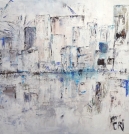 Paysage abstrait maritime de la peintre Christiane BROUSSARD, 