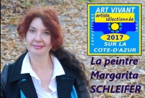 Margarita SCHLEIFER, peintre majeure de la féminité actuelle. Elle apporte une vision esthétique contemporaine de la femme. Dans ses toiles ses sujets rayonnent d'une synthèse de classicisme et d' impressionnisme, avec un style, d'une classe unique. 